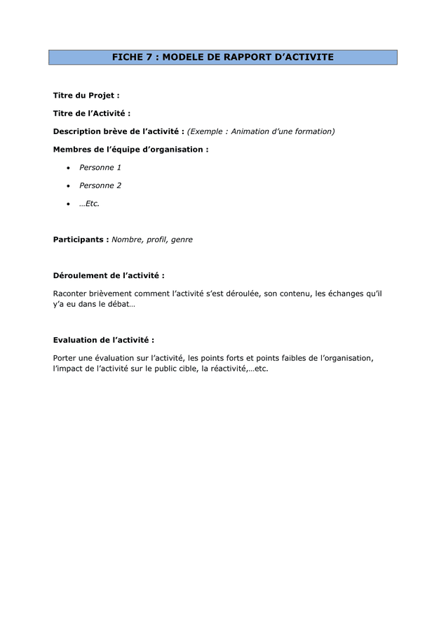 Modèle Exemple De Rapport D Activité Pdf – Novo Exemplo