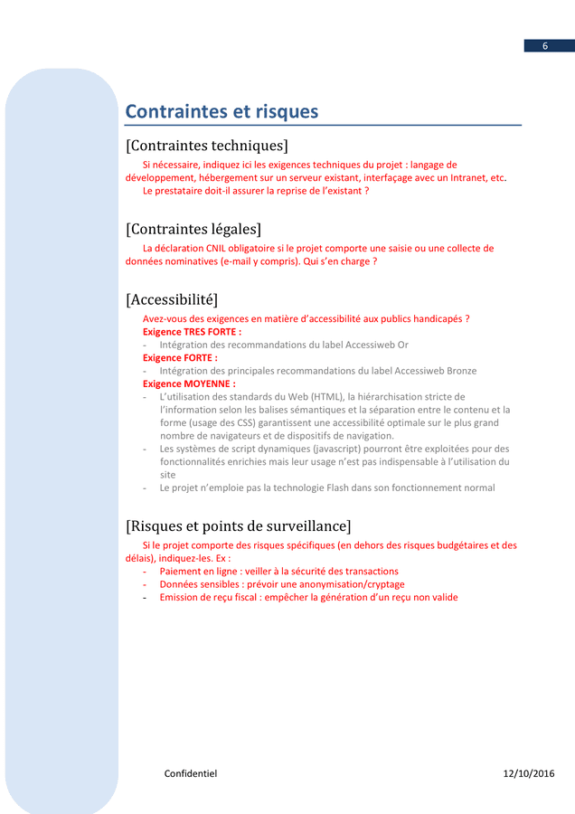 Modèle de cahier des charges de site web  DOC, PDF  page 6 sur 7
