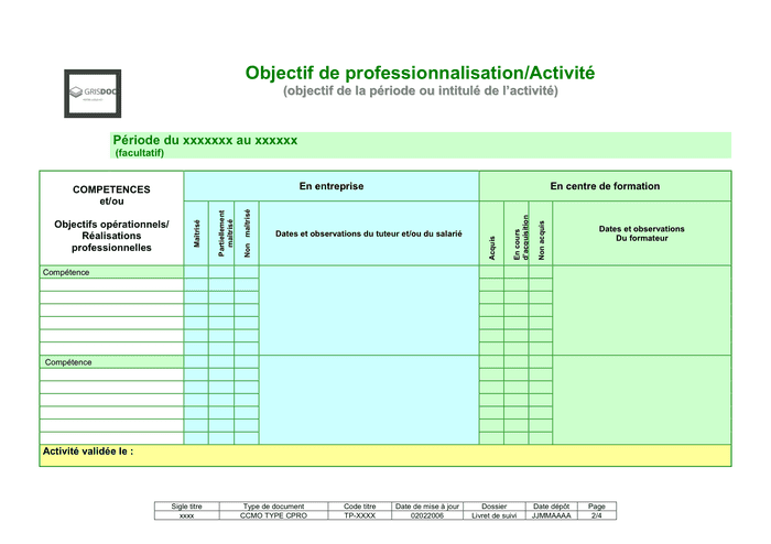 Livret de suivi d'un parcours de professionalisation - DOC, PDF - page