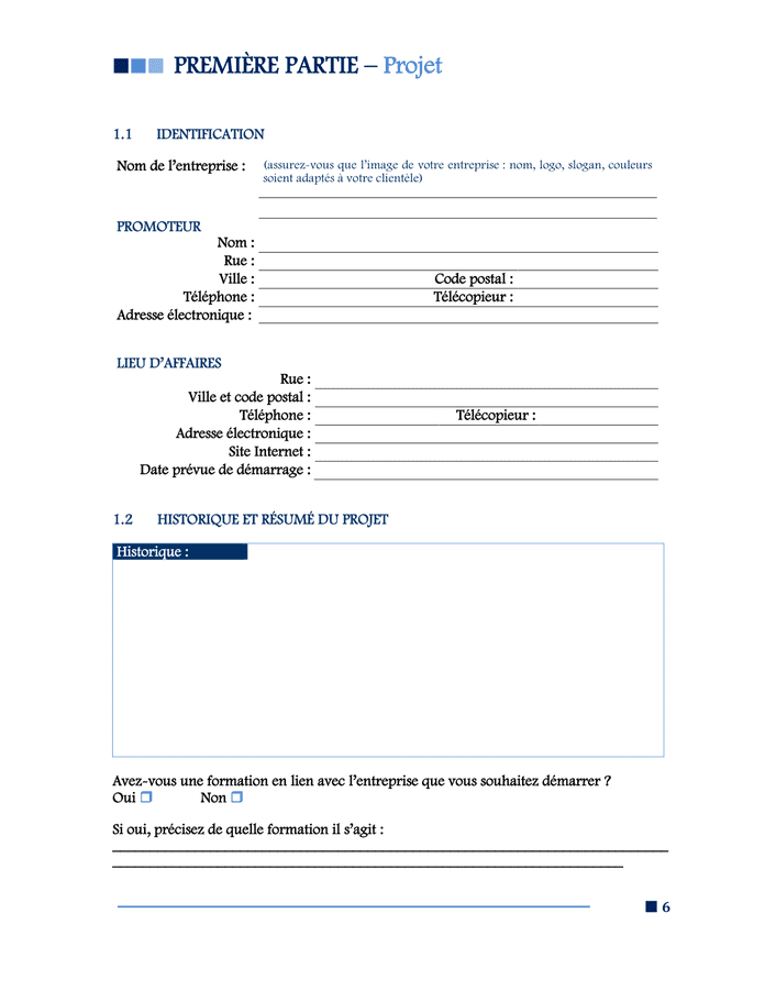 Exemple De Business Plan Reprise D'entreprise Pdf