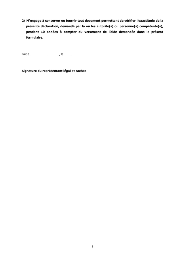 Modele De Declaration Sur L Honneur Aides De Minimis