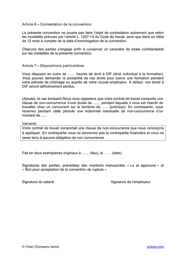 Rupture conventionnelle modèle de convention DOC PDF page 3 sur 3