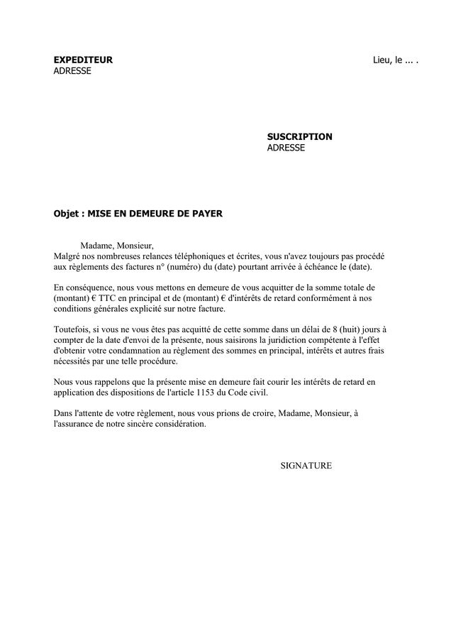 Mod le De Mise En Demeure T l chargement Gratuit Documents PDF Word Mod le De Mise En Demeure T l chargement Gratuit Documents PDF Word