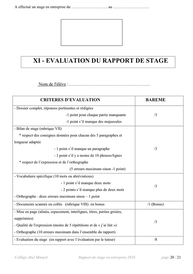 Rapport de stage en entreprise  DOC, PDF  page 20 sur 21