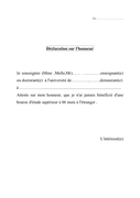 Aperçu du fichier Modelé de déclaration sur l'honneur - bourse d'étude page 1