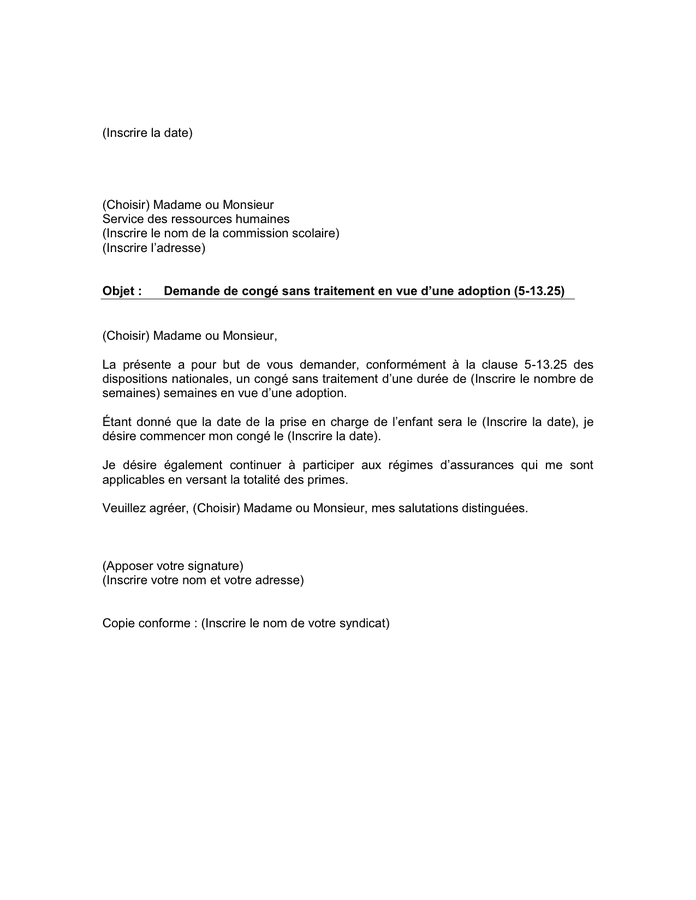 Lettre De Demande De Conge Maladie Pdf
