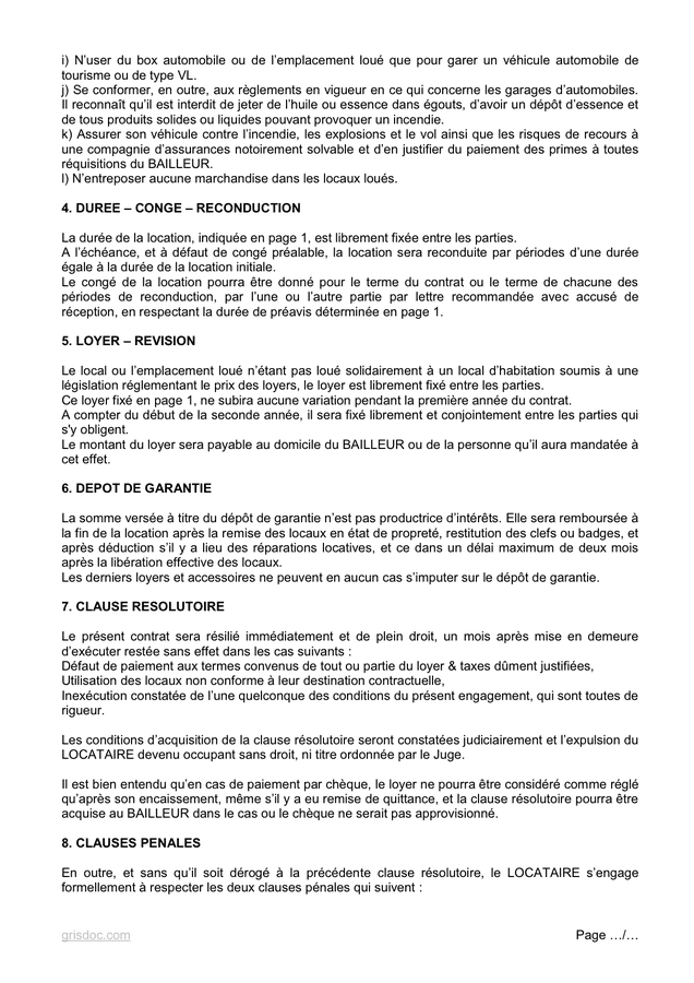 Modelé de contrat parking DOC PDF page 3 sur 5