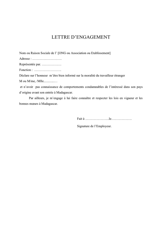 Exemple de lettre d’engagement  DOC, PDF  page 1 sur 1