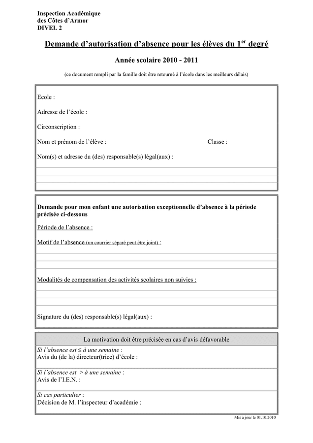 Demande d’autorisation d’absence pour les élèves du 1  DOC, PDF  page