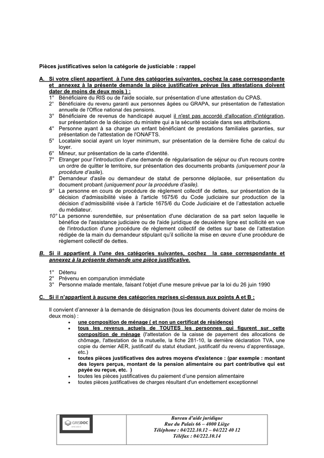 Formulaire De Demande D’aide Juridique (Belgique) - DOC, PDF - Page 3 Sur 3