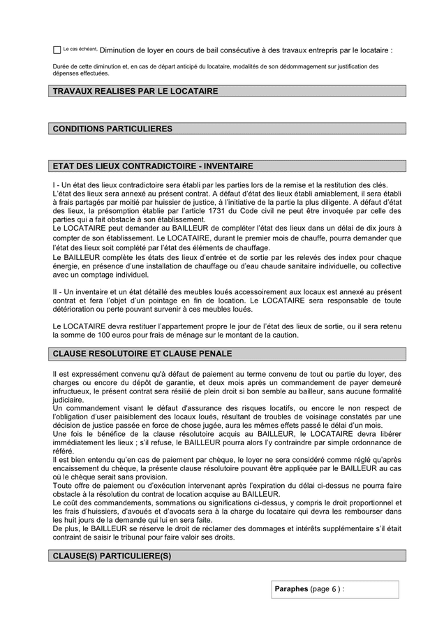 Modelé De Contrat De Location Locaux Meubles - DOC, PDF - Page 6 Sur 8