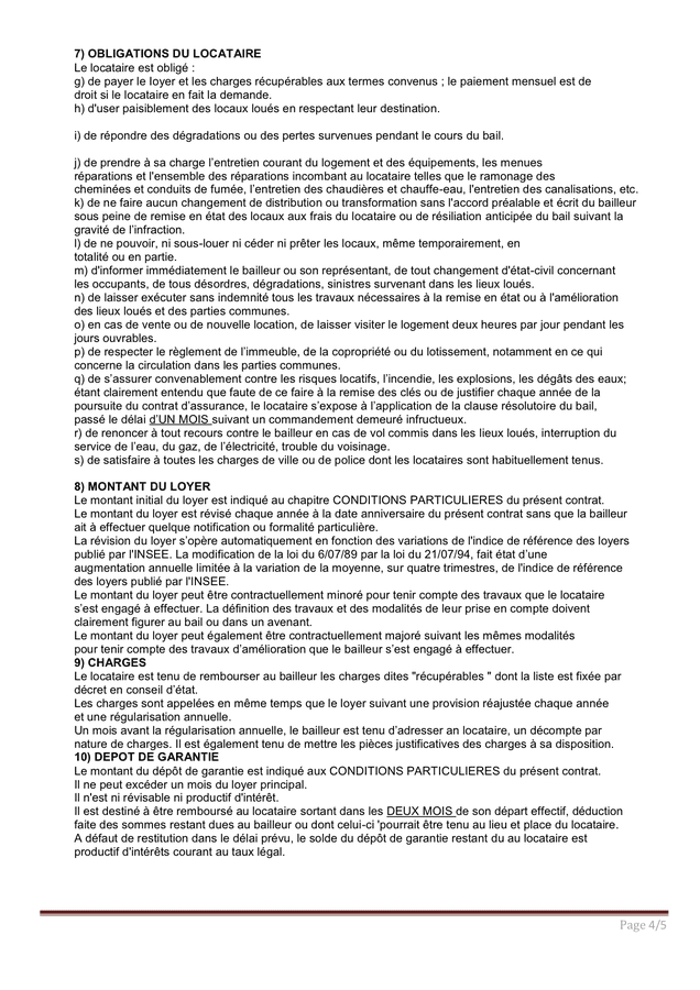 Modèle De Contrat De Location - DOC, PDF - Page 5 Sur 6