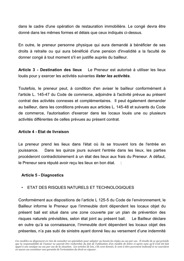 Modèle Bail Commercial - DOC, PDF - Page 3 Sur 15