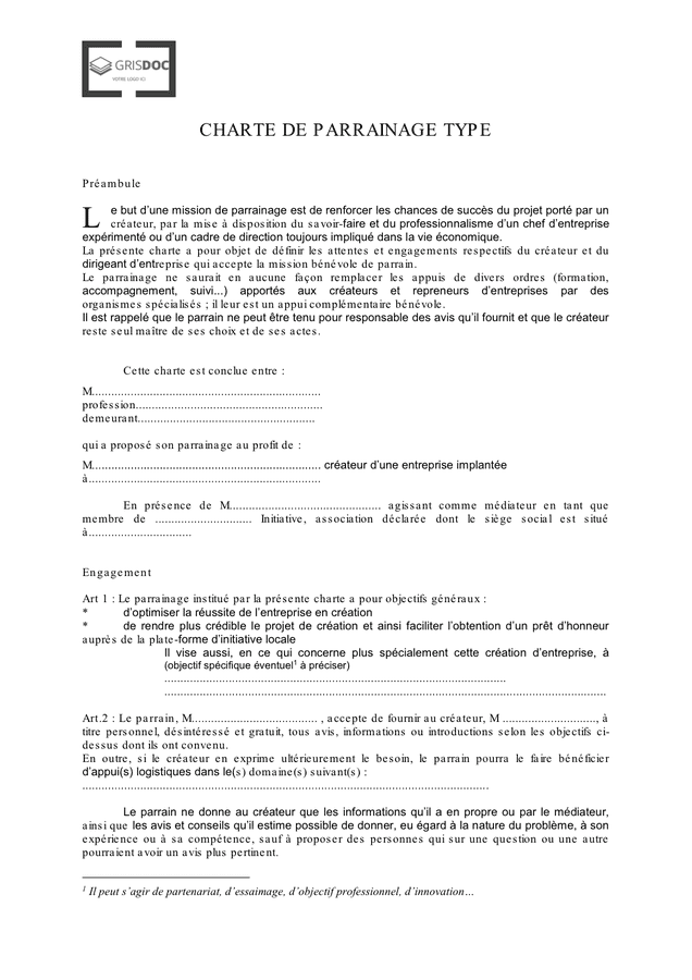exemple de lettre de parrainage