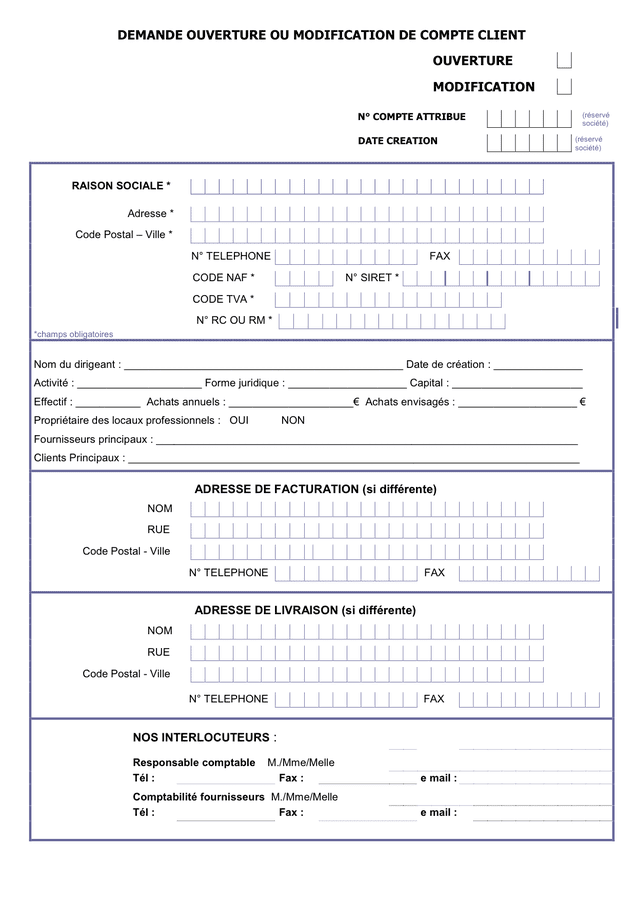 Demande Ouverture Ou Modification De Compte Client Doc Pdf Page 2