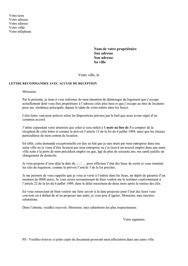 Lettre De Preavi