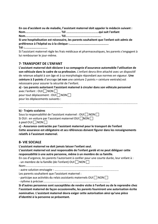 Contrat De Travail A Duree Indeterminee Dassistant Maternel Doc Pdf