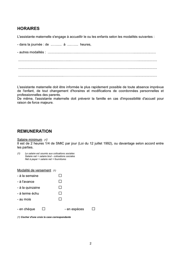 Contrat de travail d'assistant maternel  DOC, PDF  page 2 sur 8