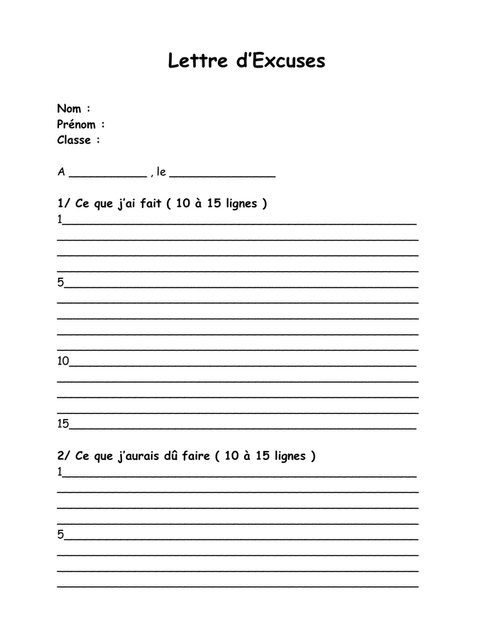 Modelé de lettre d’excuses DOC, PDF page 1 sur 3