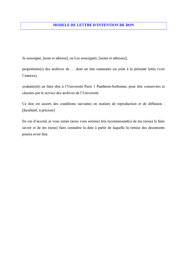 Mod le De Lettre D intention De Donation DOC PDF Page 1 Sur 2