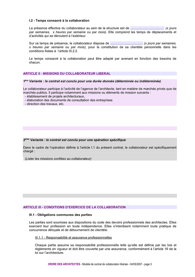 Mod Le De Contrat De Collaboration Lib Rale Doc Pdf Page Sur