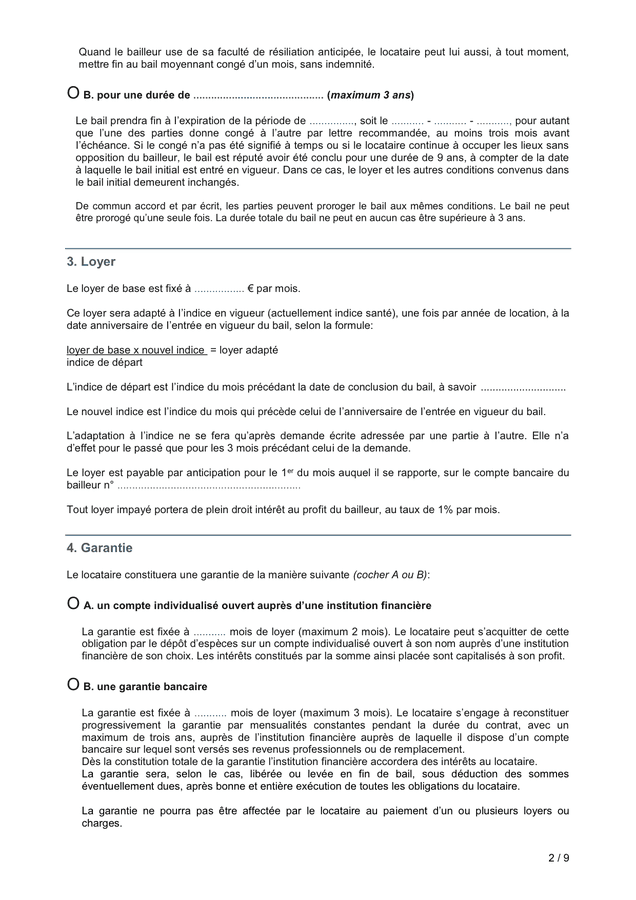 Contrat De Bail De Residence Principale (Belgique) - DOC, PDF - Page 2 ...