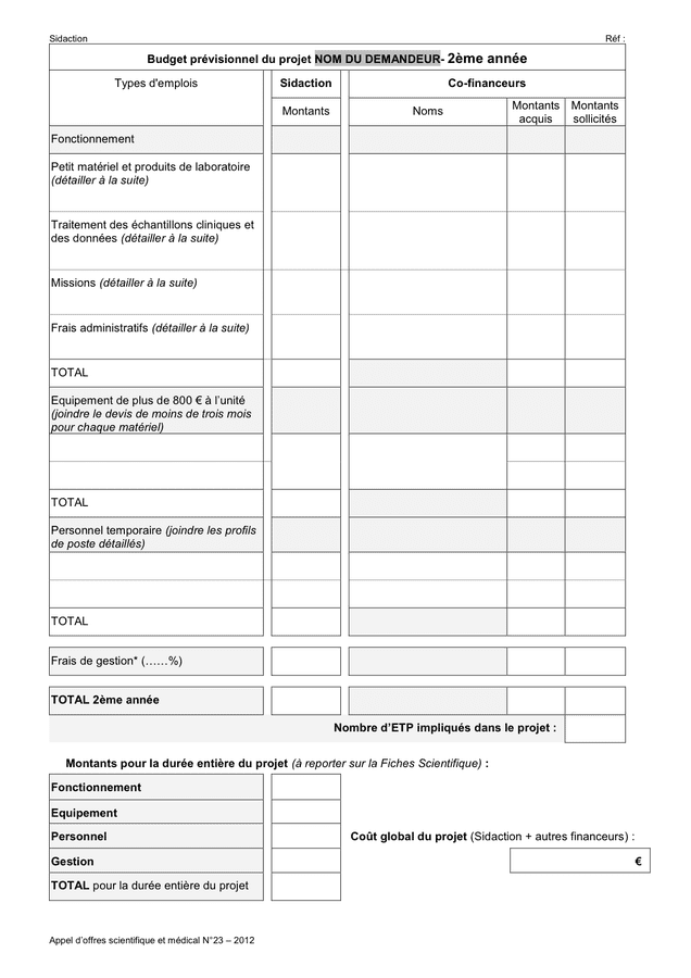 Exemple de budget prévisionnel du projet  DOC, PDF  page 2 sur 2