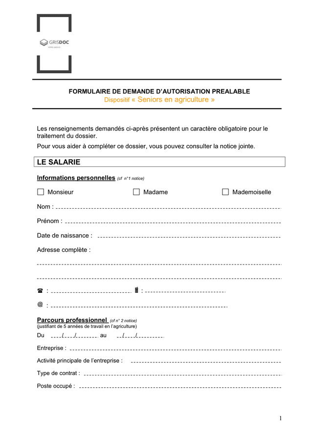 Formulaire de demande d’autorisation prealable  DOC, PDF  page 1 sur 5