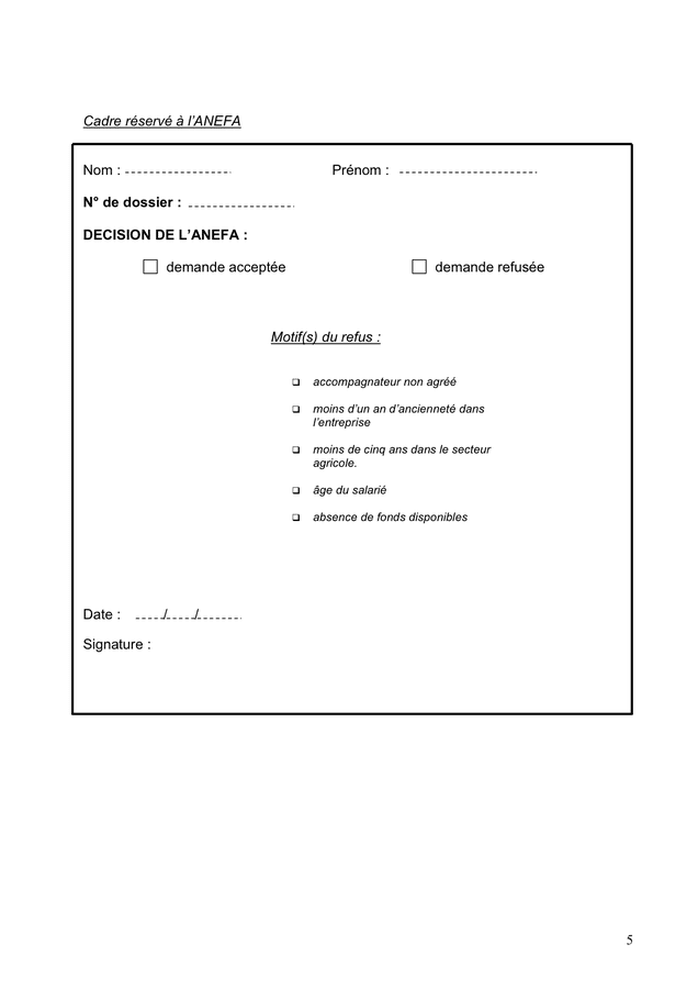 Formulaire de demande d’autorisation prealable  DOC, PDF  page 5 sur 5