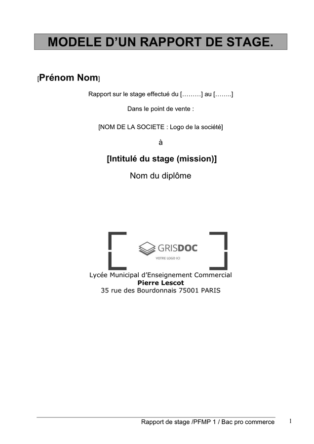 Modele d’un rapport de stage  DOC, PDF  page 1 sur 24