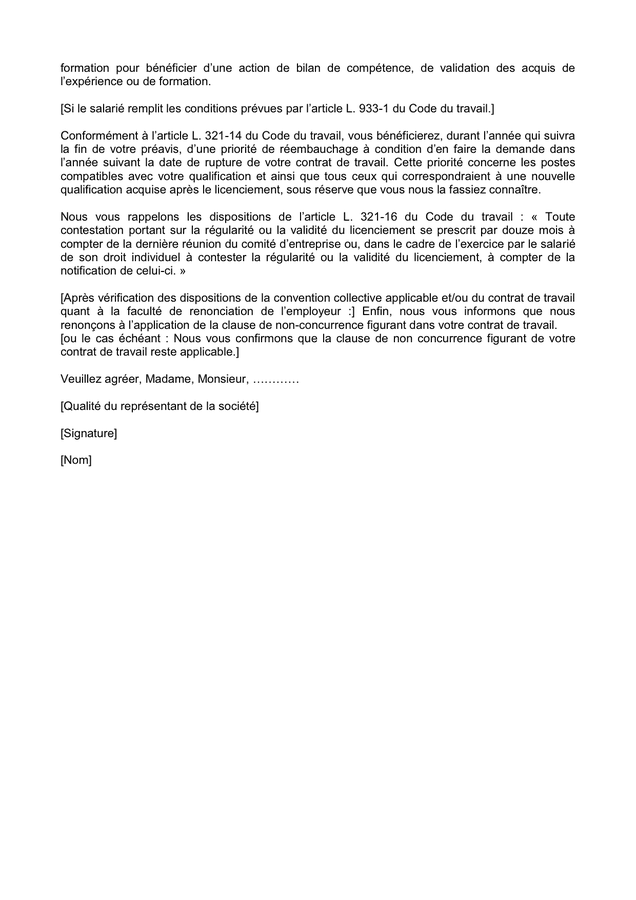 Exemple de lettre de licenciement DOC, PDF page 2 sur 2