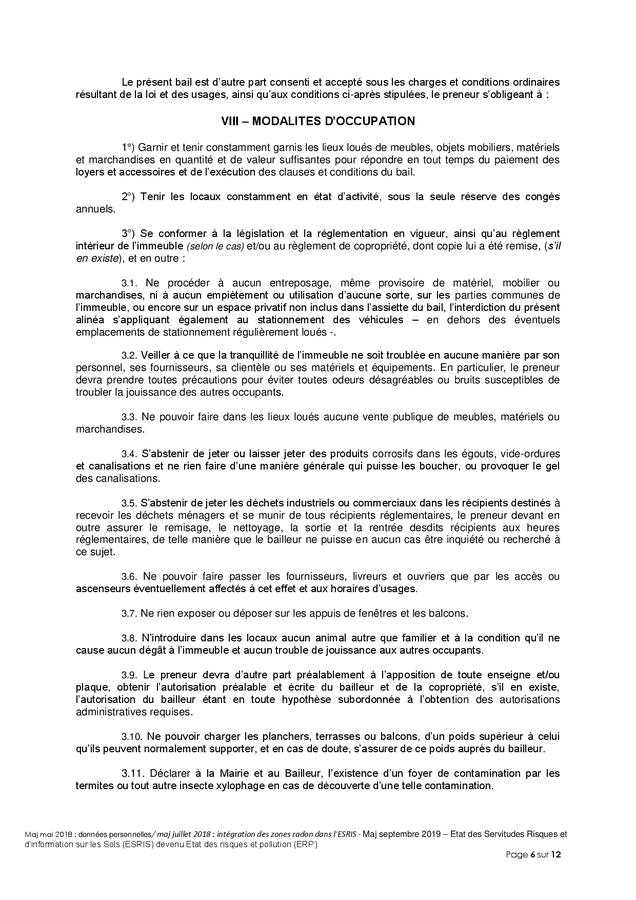 Modèle de bail dérogatoire DOC PDF page 6 sur 14