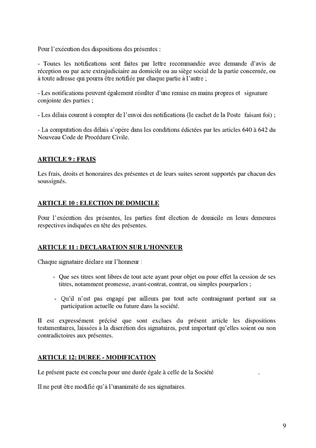 Mod Le De Pacte Dassoci S Doc Pdf Page Sur