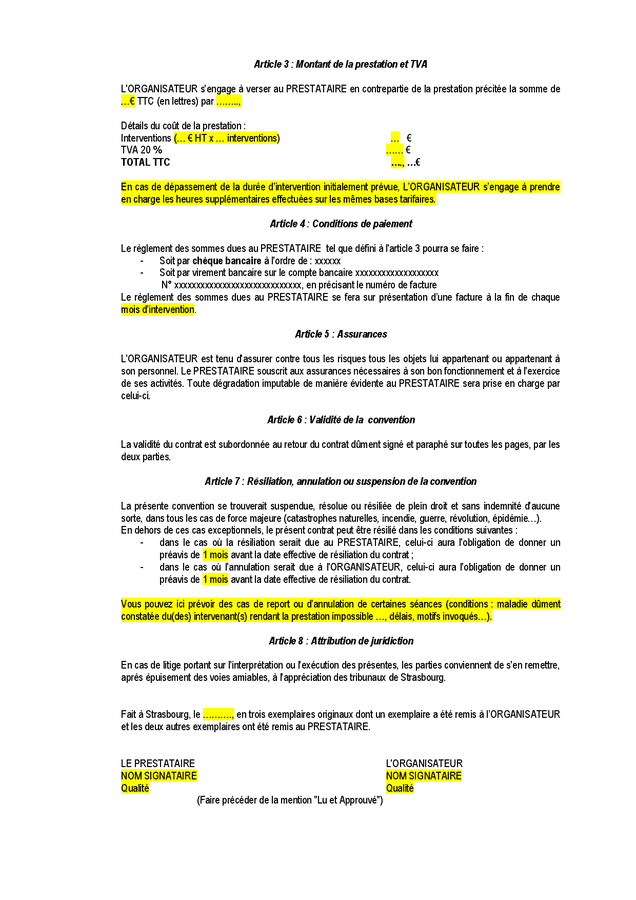 Mod Le De Contrat De Prestation De Service Doc Pdf Page Sur