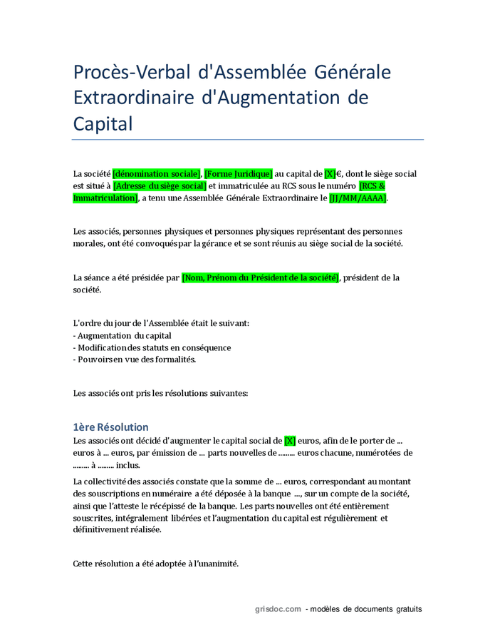 Augmentation De Capital Sas Doc Pdf Page Sur