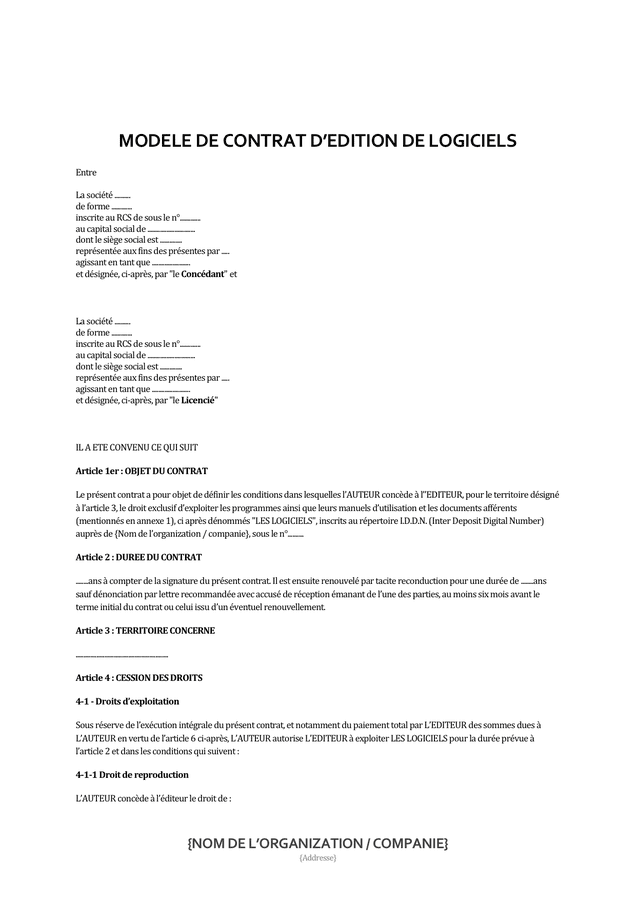 Mod Le De Contrat T L Chargement Gratuit Documents Pdf Word Et Excel