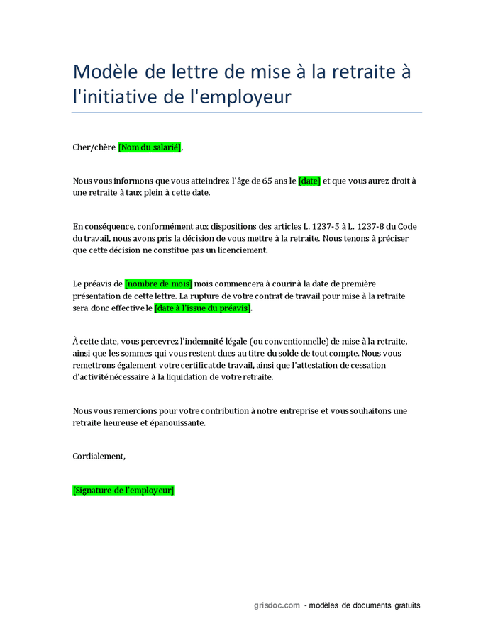 Mise à la retraite à l initiative de l employeur DOC PDF page 1 sur 1