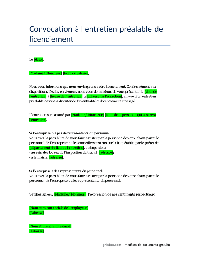 Lettre de convocation téléchargement gratuit documents PDF Word et Excel