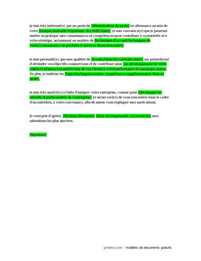 Lettre De Motivation Bts Banque En Alternance DOC PDF Page 2 Sur 2