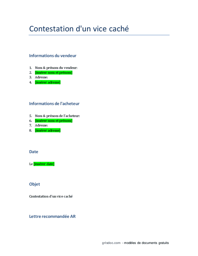 Contester un vice caché dans une voiture d occasion DOC PDF page 1