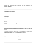 Aperçu du fichier Modèle de déclaration sur l’honneur de non détention de compte de dépôt page 1