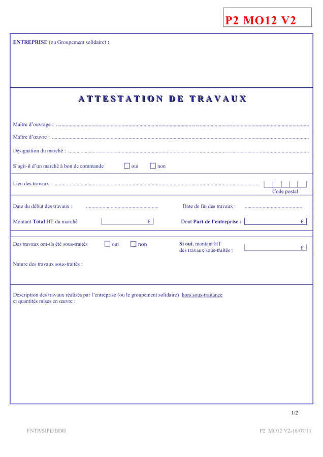 Attestation De Travaux DOC PDF Page 1 Sur 3