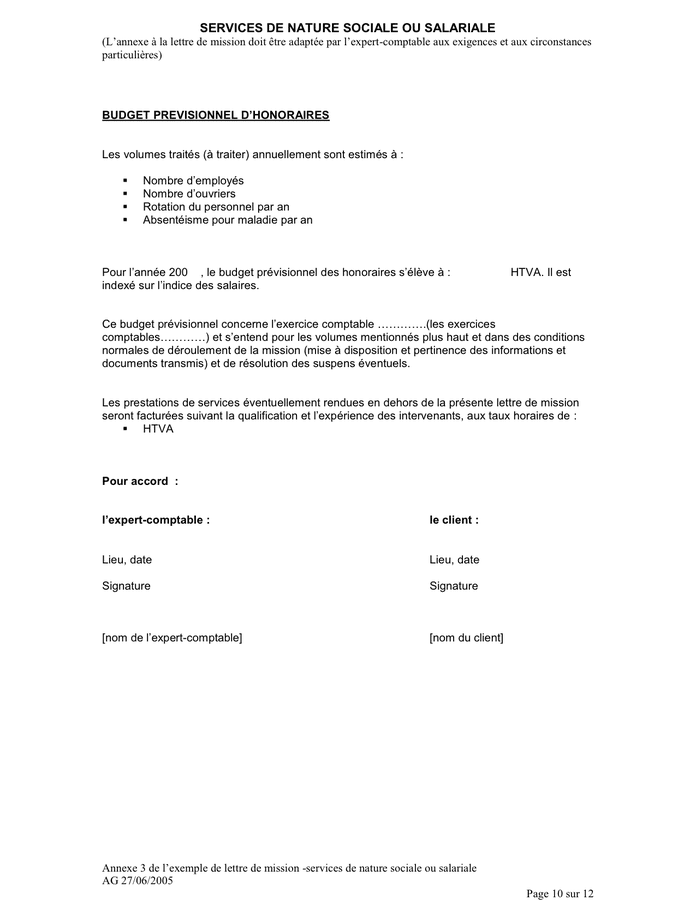 Lettre de mission et conditions generales y relatives  DOC, PDF  page