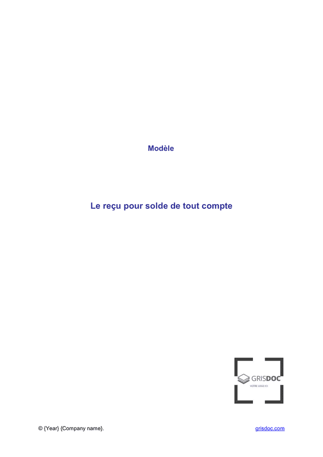 Modelé de reçu pour solde de tout compte DOC PDF page sur