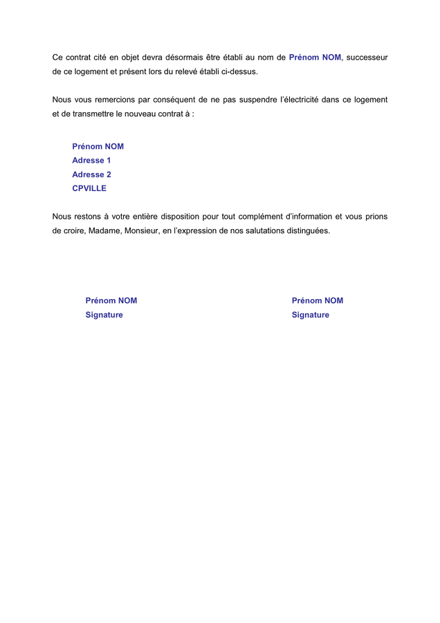 Model De D Claration Conjointe De Relev De Compteur D Lectricit Et