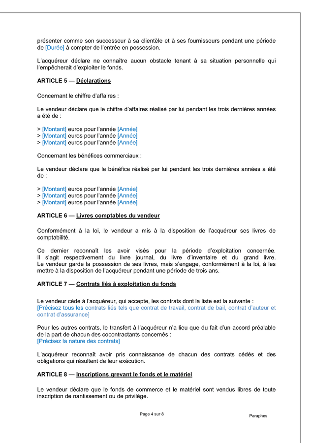 Modele De Cession De Fonds De Commerce Doc Pdf Page 4 Sur 8