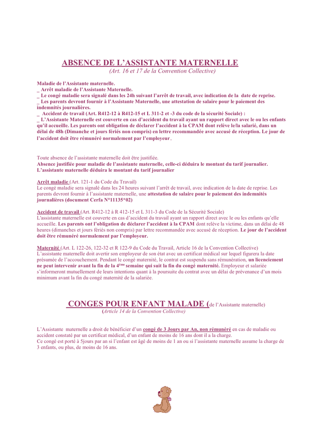 Modelé de contrat de travail assistante maternelle  DOC, PDF  page 15