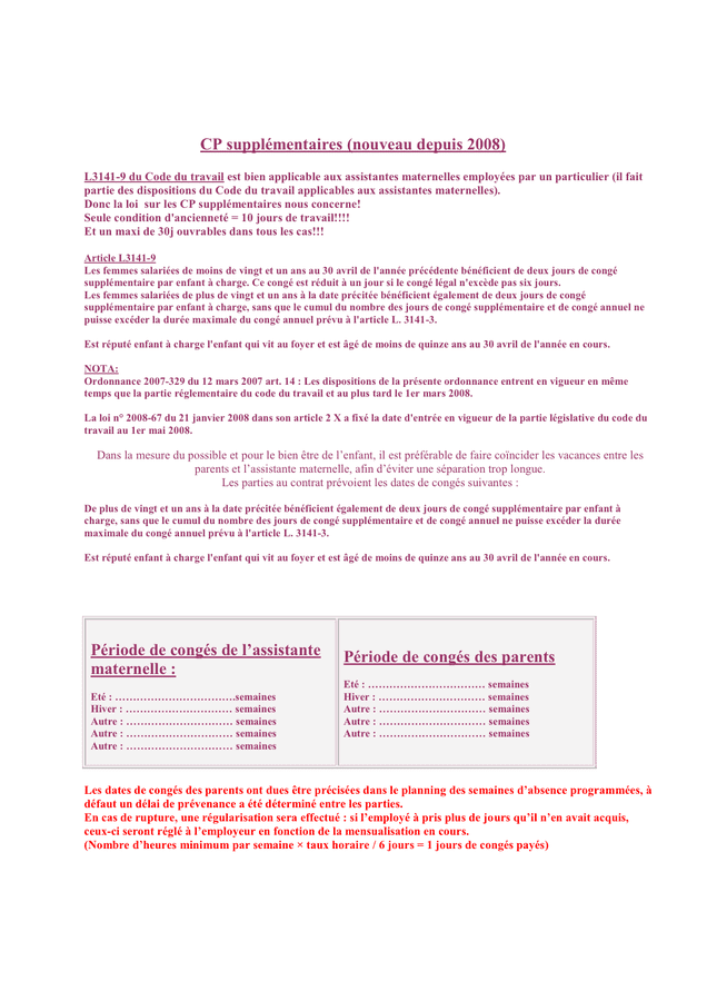 Modelé de contrat de travail assistante maternelle  DOC, PDF  page 18