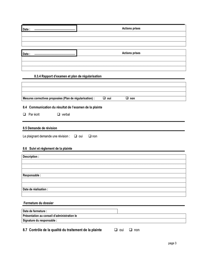 Model D Enregistrement Et Suivi Dune Plainte Doc Pdf Page Sur