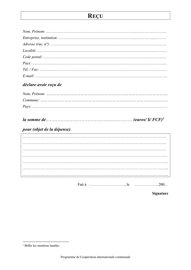 Modelé reçu DOC, PDF page 1 sur 1